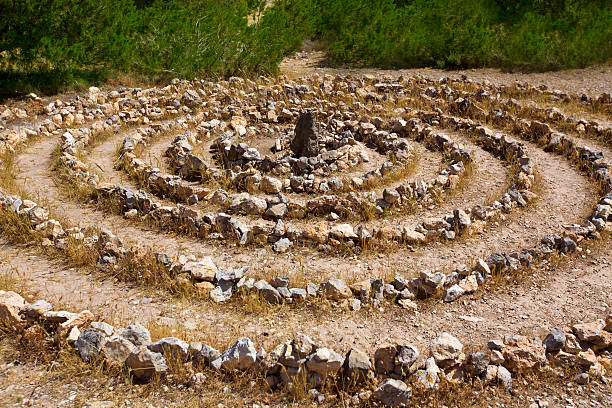 istock Atlantis spiral sign in Ibiza with stones on soil 526465381