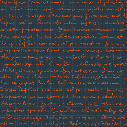 Seamless handwritings on cell patterned background. Vector, EPS10