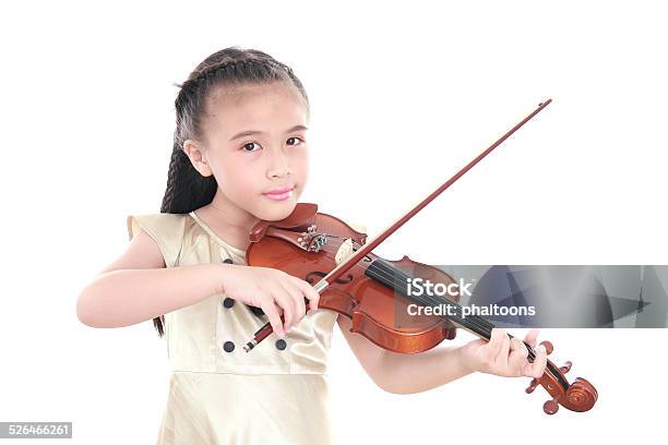 Beautiful Girl Playing Violin Isolated On White Background Stock Photo - Download Image Now
