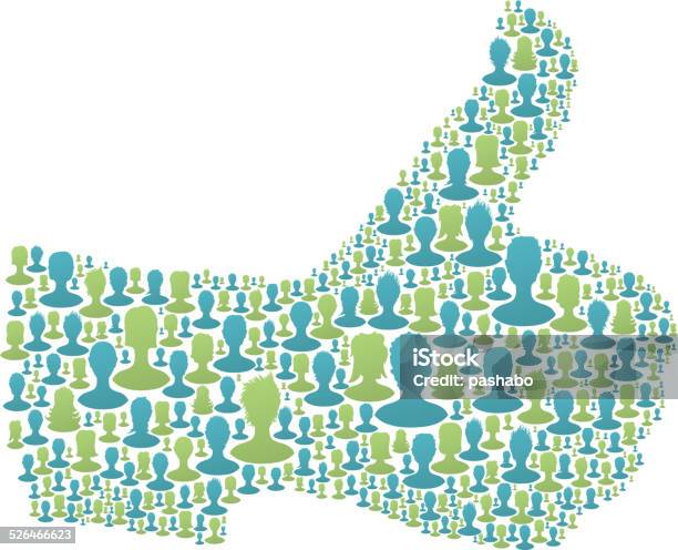 Thumb Up Symbol Composed From Many People Silhouettes Vector I Stock Illustration - Download Image Now