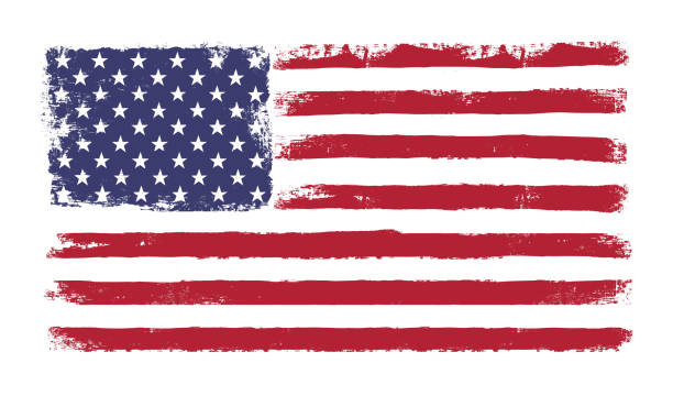 illustrations, cliparts, dessins animés et icônes de étoiles et rayures. version de grunge drapeau américain - flagged