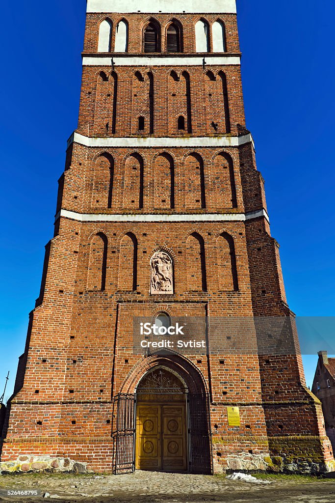 Church of St. George (Kirche Friedland). City Pravdinsk, Russia Church of St. George (Kirche Friedland) - Gothic temple of the 14th century. City Pravdinsk (until 1946 Friedland), Kaliningrad oblast, Russia Architecture Stock Photo