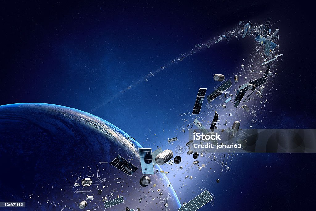 Espacio publicitario (contaminación órbita de la tierra) - Foto de stock de Espacio exterior libre de derechos