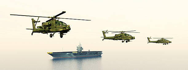 istock Apache Helicopters and Aircraft Carrier 526472171