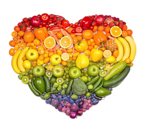 Photo of Rainbow heart of fruits and vegetables