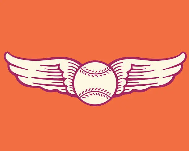 Vector illustration of Winged Baseball