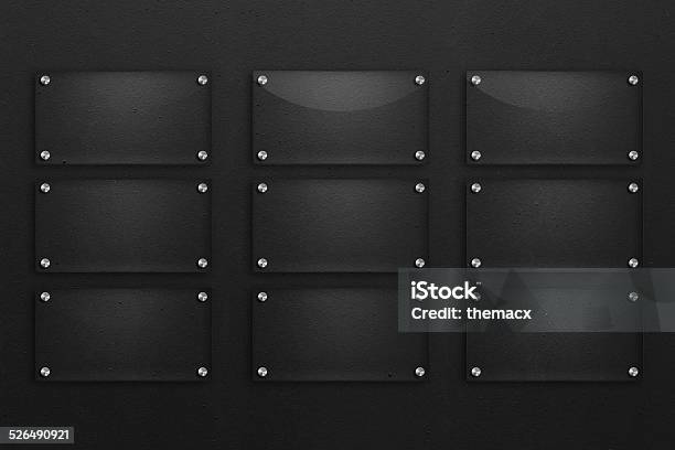 Blank Glass Plate With Black Textured Background Stock Photo - Download Image Now - Advertisement, Aluminum, Backgrounds