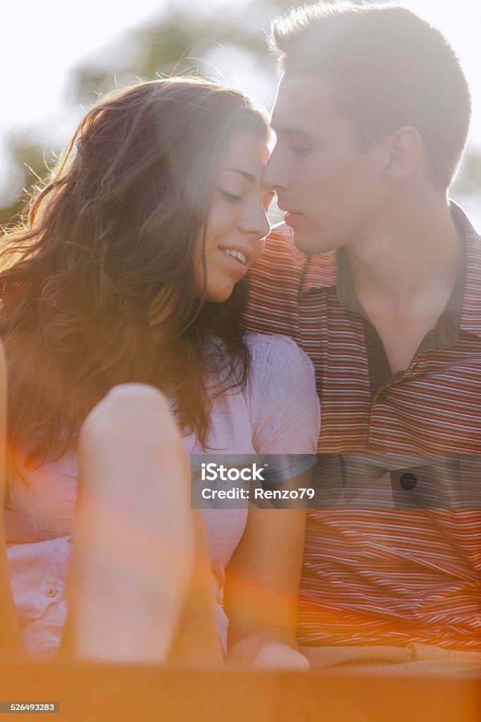 Happy young couple on a picnic young lovers together in summer  20-29 Years Stock Photo