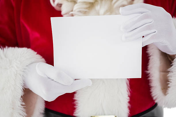 istock Mid section of santa holding card 526505491