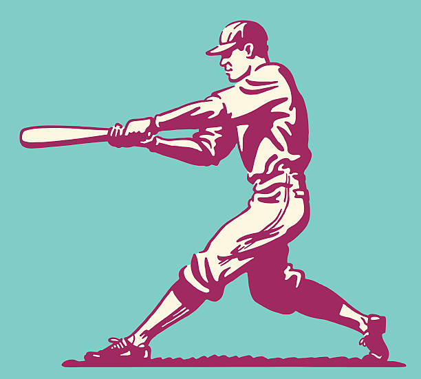 baseball ausbackteig - color image batting illustration technique adult stock-grafiken, -clipart, -cartoons und -symbole