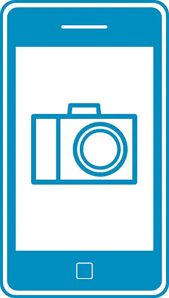 Vector illustration of Blue Camera Smart Phone Icon