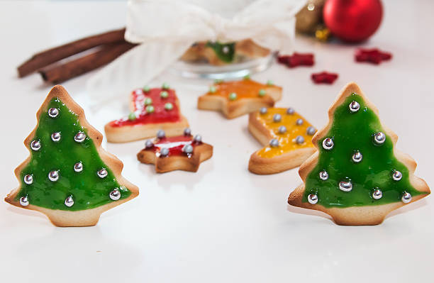 istock Christmas handmade cookies tree on white background 526509715