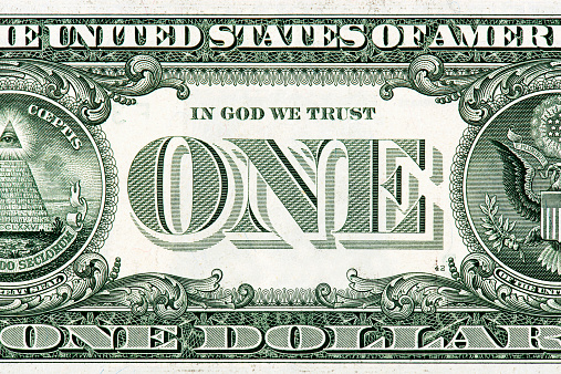 Macro of One American Dollar Bill.