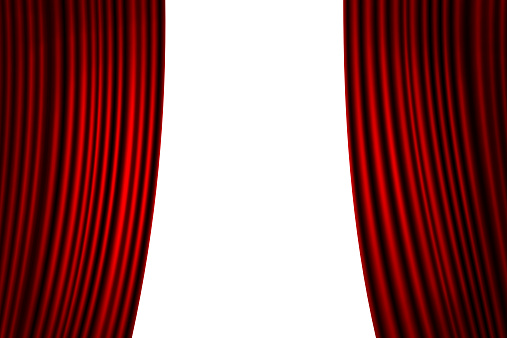 Red curtains with multiple gold stars. Background material. (Vertical)