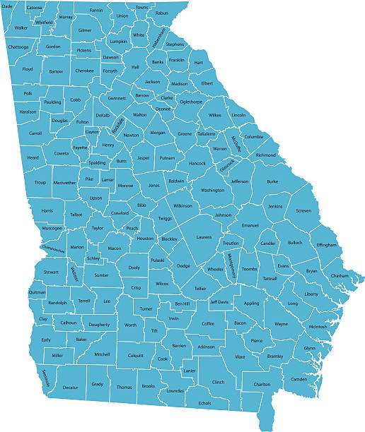 Georgia Map Highly detailed map of Georgia , Each county is an individual object and can be colored separately. georgia us state stock illustrations