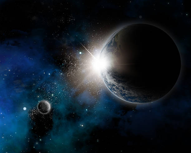 istock Space background with nebula and planet Earth 526535555