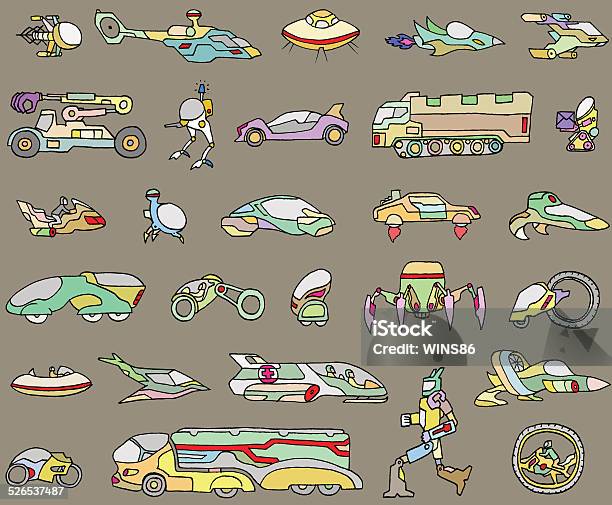 Transport Of The Future Seamless Pattern Doodle Vector Stock Illustration - Download Image Now