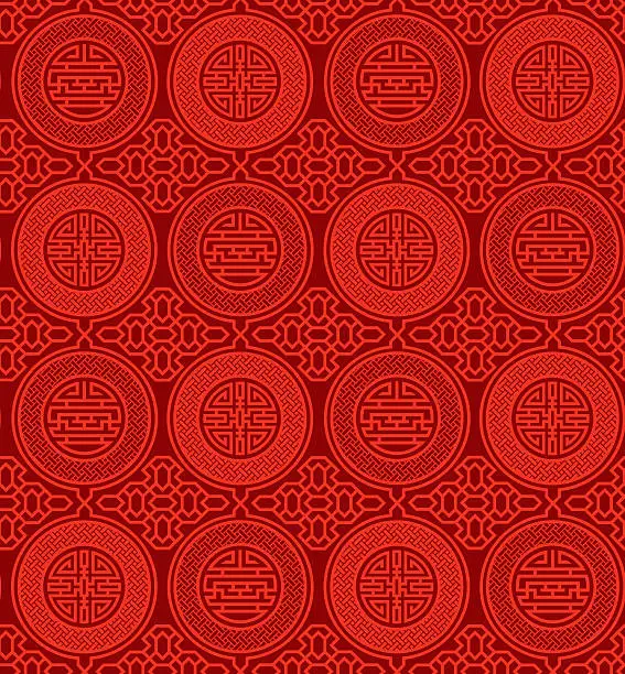 Vector illustration of Shou and cai / Variation 1 (Seamless, oriental pattern)