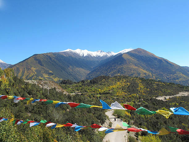 baimang o baima (caballo blanco) nieve montaña, shangri-la, yunnan, china - yunnan province tibetan culture tibet asian culture fotografías e imágenes de stock