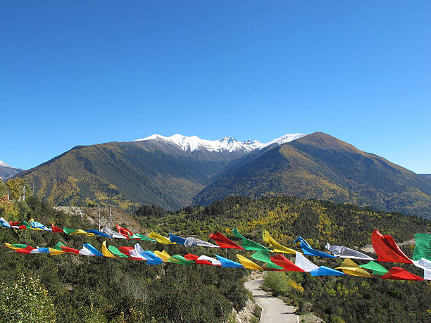 baimang o baima (caballo blanco) nieve montaña, shangri-la, yunnan, china - yunnan province tibetan culture tibet asian culture fotografías e imágenes de stock