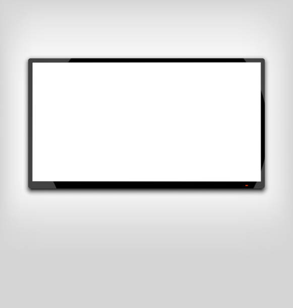 LCD or LED tv screen hanging on the wall Illustration LCD or LED tv screen hanging on the wall - vector wide screen stock illustrations
