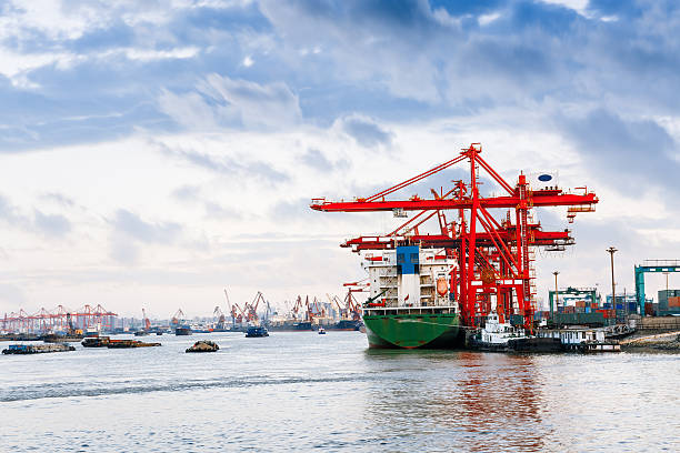istock Industrial container freight Trade Port scene 526544480