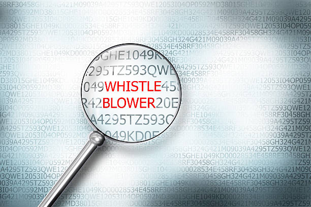 reading whistle blower screen magnifying glass 3d illustration reading word whistle blower screen magnifying glass 3d illustration whistleblower human role stock pictures, royalty-free photos & images