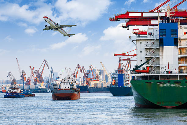 Industrial container freight Trade Port scene