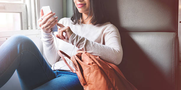 istock Asian Lady Traveling Commute Train Concept 526545674