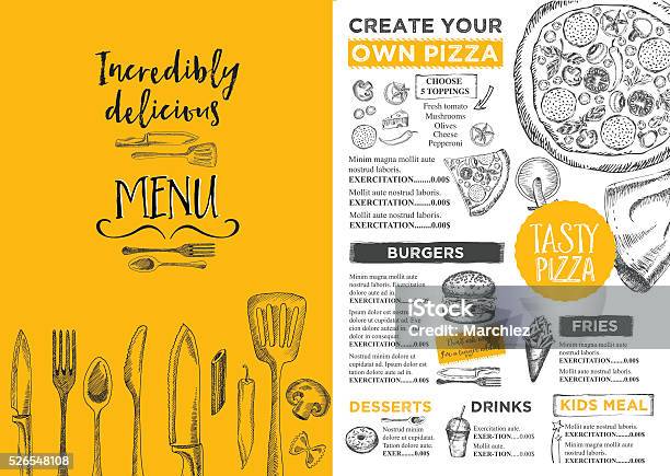 Restaurant Cafe Menu Template Design Stock Illustration - Download Image Now - Menu, Restaurant, Pizza