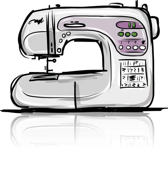 Vector illustration of Sewing machine modern, tro sketch for your design