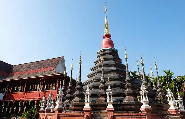 Burmese style stupa at Wat Pan Tao, Chiang mai, Thailand 