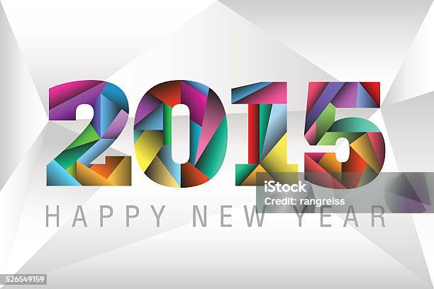 Frohes Neues Jahr 2015 Mit Farbigen Dreiecke Stock Vektor Art und mehr Bilder von 2015 - 2015, Abstrakt, Broschüre