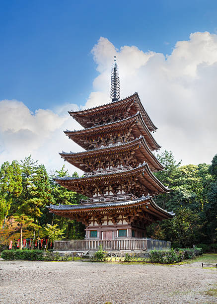 Goujonoto Pagoda at Daigo-ji Temple in Kyoto, Japan Kyoto, Japan - October 21 2014: Goujonoto Pagoda  is one of 18 items in Daigoji temple that's counted as National Treasures of Japan. shingon buddhism stock pictures, royalty-free photos & images