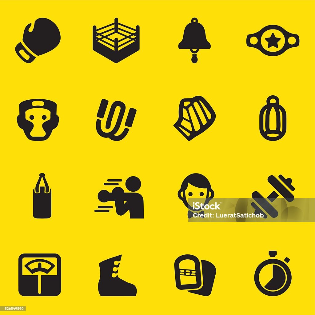 Boxing Yellow Silhouette Icons | EPS10 Boxing Yellow Silhouette Icons  Boxing - Sport stock vector