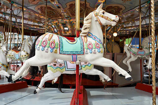 A classic carousel horse. View from side