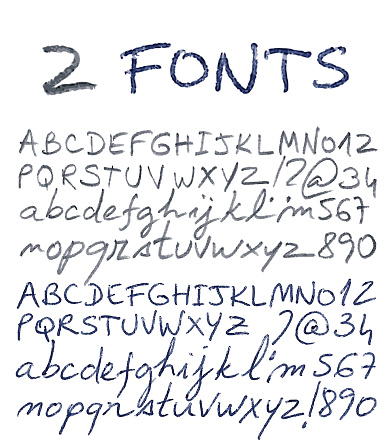 Hand drawn alphabet set. Pencil and pen texture handwriting font. Vector illustration.