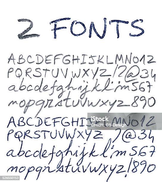 Hand Drawn Alphabet Set Pencil And Pen Texture Handwriting Font Stock