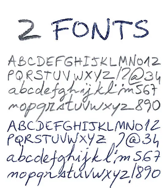 Vector illustration of Hand drawn alphabet set. Pencil and pen texture handwriting font.