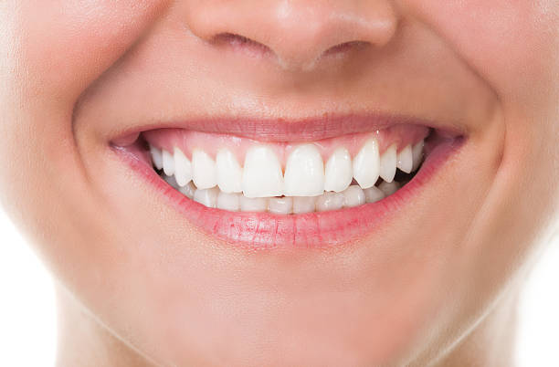 Close-up with perfect smile stock photo