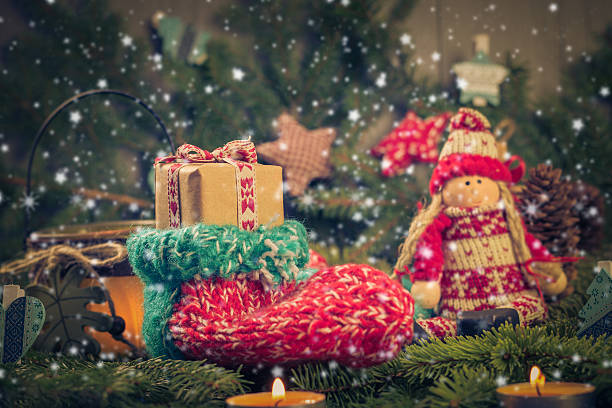 istock Christmas handmade sock Mascot tree decorations pine needles 526551603
