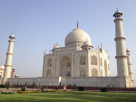 The Taj Mahal is a white marble mausoleum located in the city of Agra, India. Taj Mahal is one of Seven Wonders of the World
