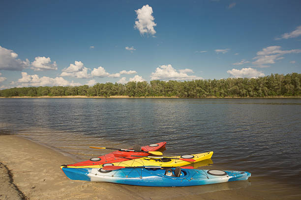 istock Camping with kayaks on the beach. 526554050
