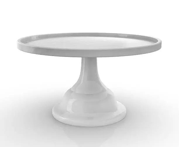 empty cake stand on white background. photo-realistic render, 3d visualization