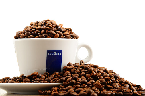 Poznan, Poland - April 28, 2016: Lavazza is an Italian manufacturer of coffee products It was founded in Turin in 1895 by Luigi Lavazza.