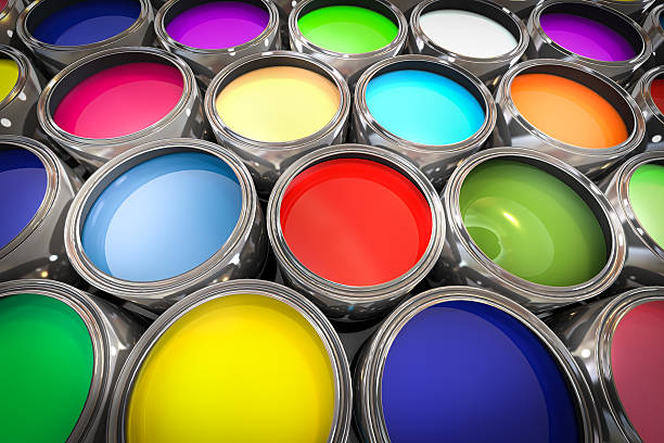 istock 3D illustration of paint pots 526556762