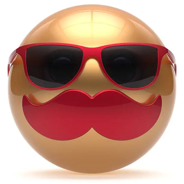 Photo of Mustache smiling face emoticon ball happy joyful cartoon gold