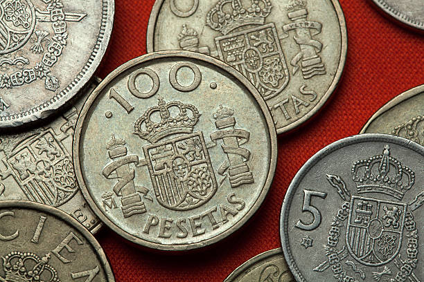 istock Coins of Spain. Spanish national emblem 526558394