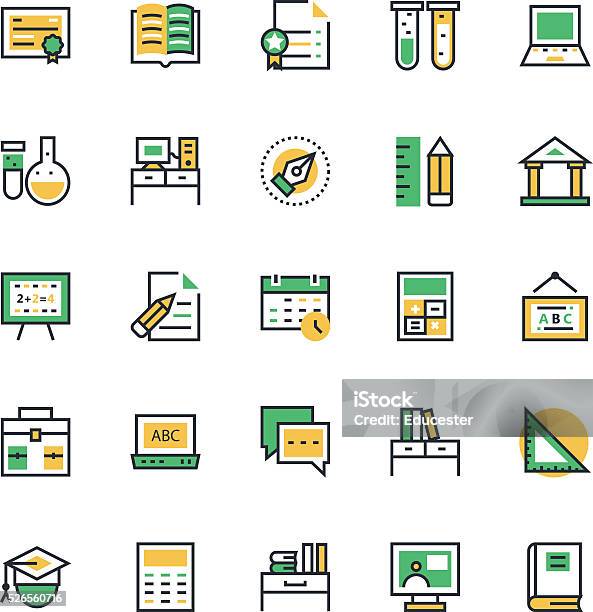 Education Vector Icons 1 Stock Illustration - Download Image Now - Accountancy, Book, Calculator