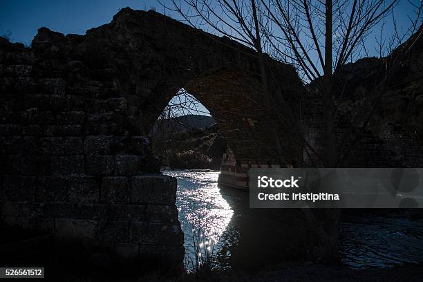 Silhouette Of The Ruins Of A Bridge Stock Photo - Download Image Now - Aqueduct, Arch Bridge, Architecture